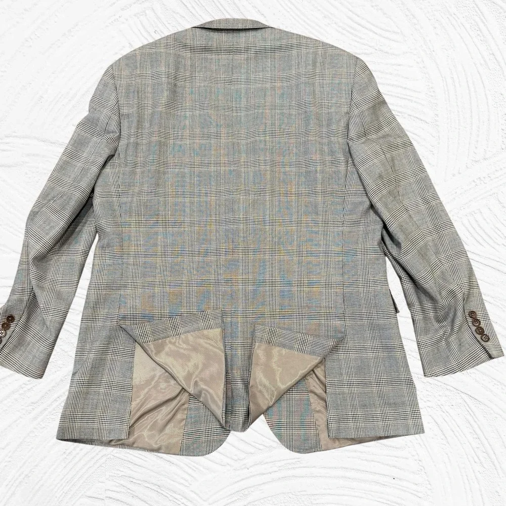 Daniel Cremieux Blazer Loro Piana 43(46 Actual)R‎   Black Tan Glenn Check Plaid